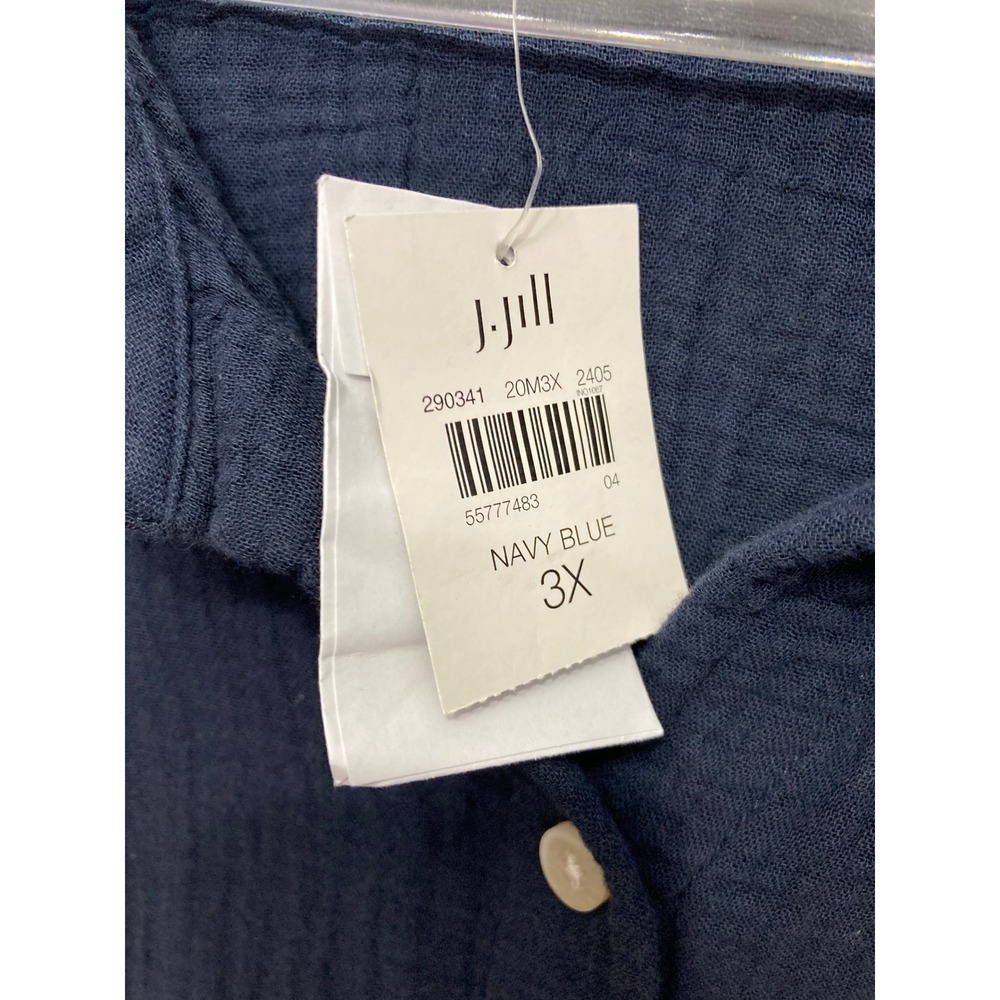 J. Jill Navy Button-Down Cotton Gauze Shirt - Picture 3 of 8